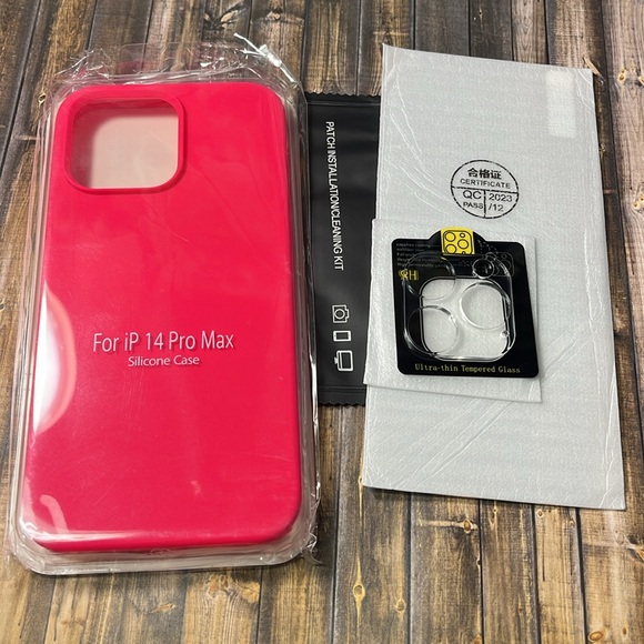 5for$10 Hot Pink iPhone 14 Pro Max Case Silicone Microfiber Lining Phone Case - Picture 7 of 7